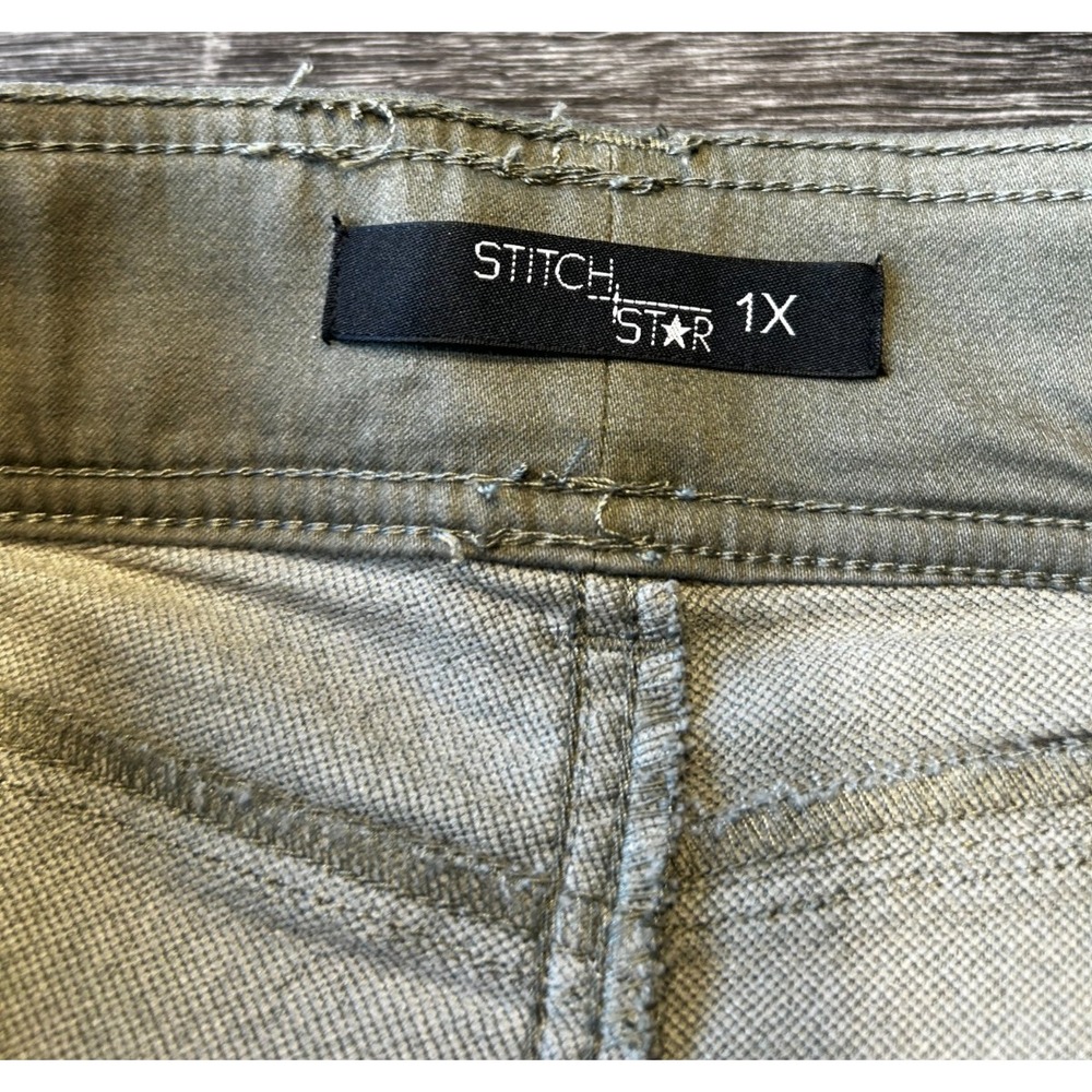 Stitch Star Olive Green Jeggings Women's 1X Stretch Skinny Pants - Picture 3 of 4